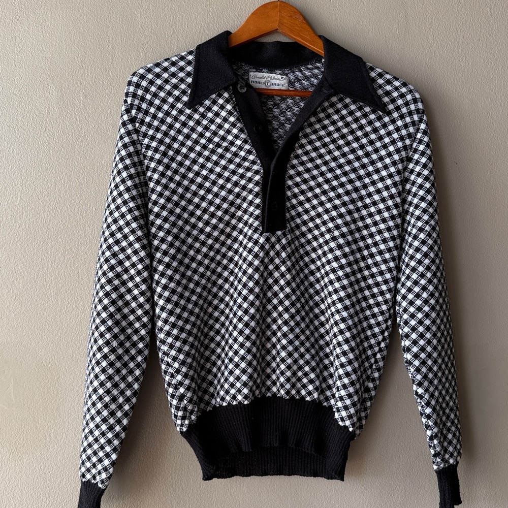 Vintage Robert Bruce Arnold Palmer Houndstooth Golf Sweater
